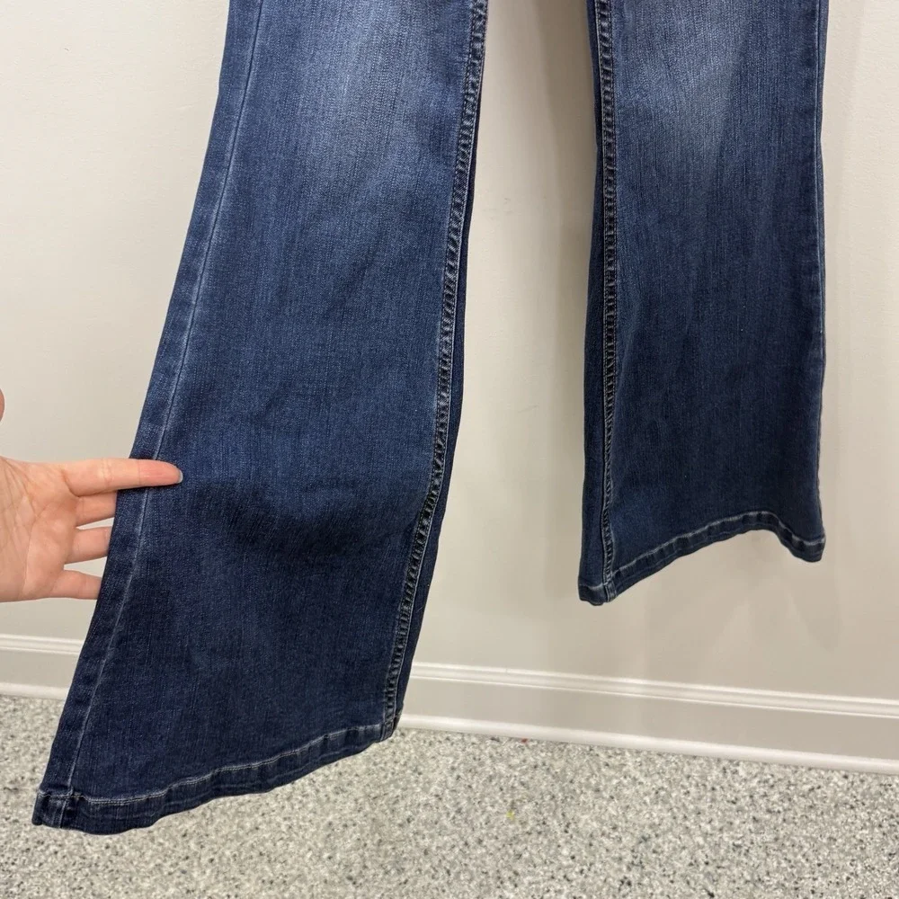 Free People We The Free Carly Flare Denim Overalls 28 Boho Hippie Festival